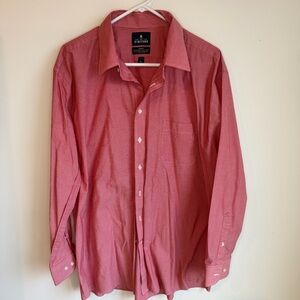 Stafford Red Casual Button Down Shirt Smooth Fabric